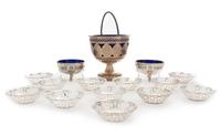 A Collection of American Silver Table Articles, Whiting Mfg. Co., New York, NY, comprising twelve pierced nut dishes and two salts with