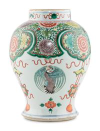 A Chinese Export Famille Verte Porcelain Vase