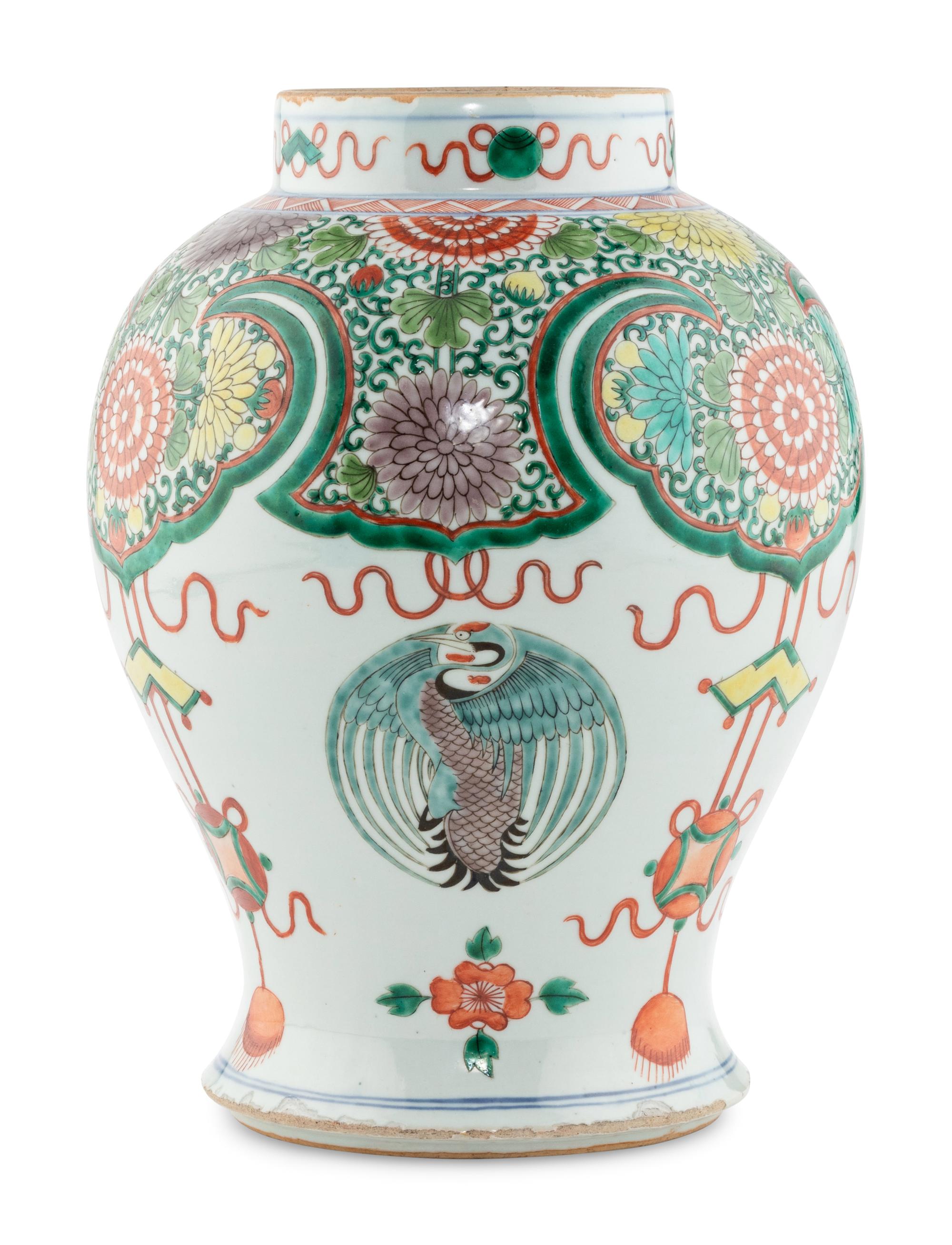 A Chinese Export Famille Verte Porcelain Vase
