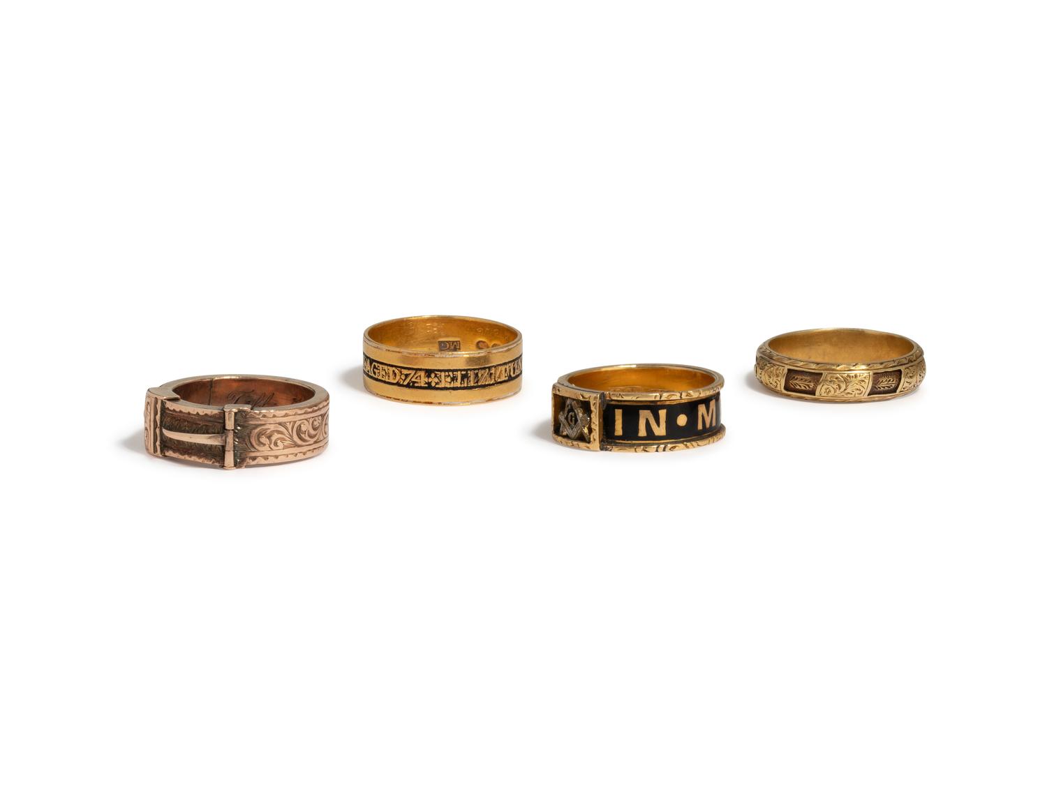 VICTORIAN, COLLECTION OF MOURNING RINGS