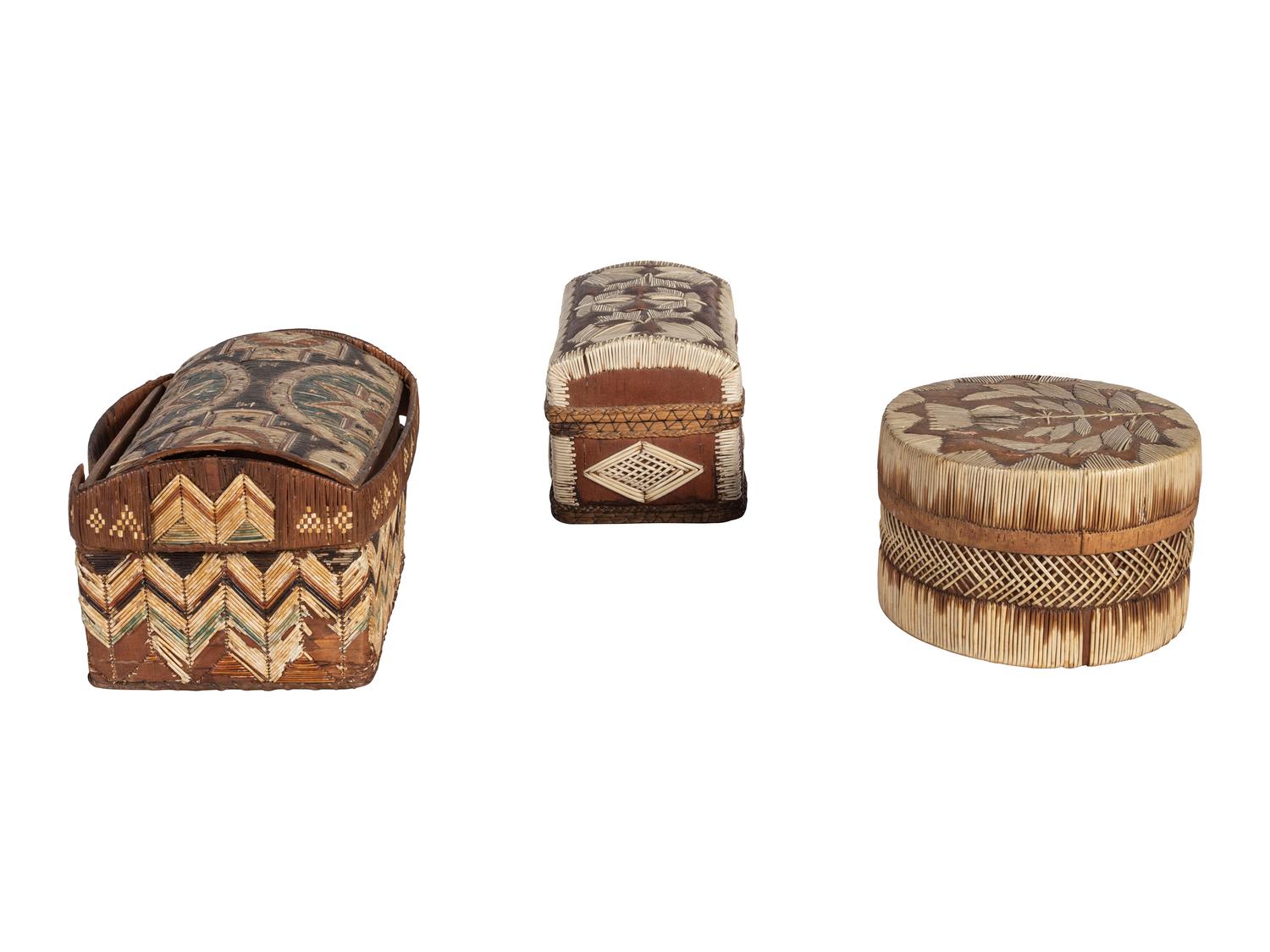 Great Lakes Quilled Birchbark Boxes
