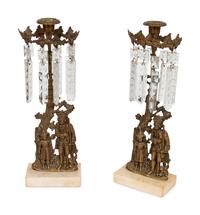 A Pair of Victorian Brass Girandoles