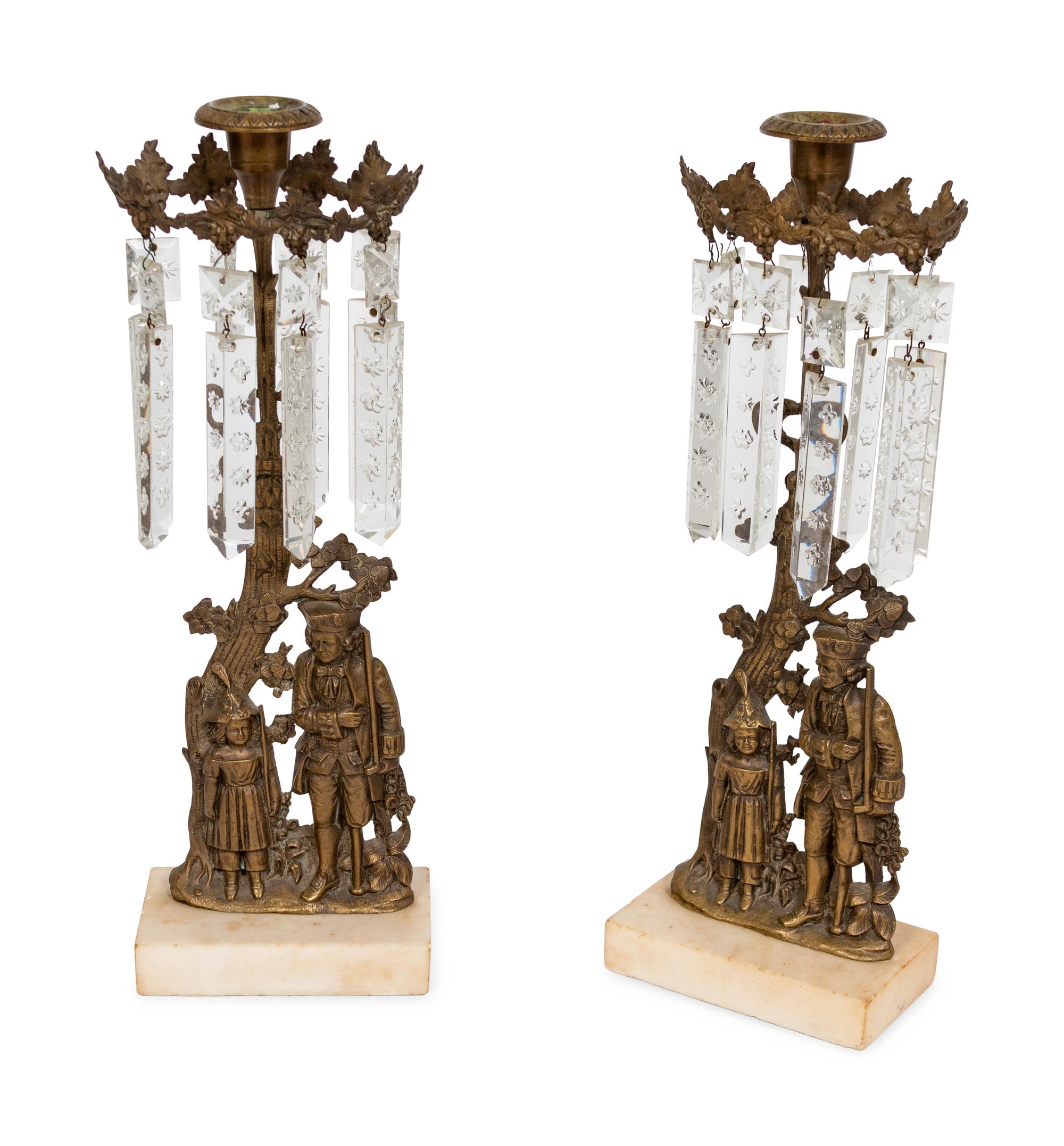 A Pair of Victorian Brass Girandoles