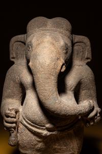 A Rare Khmer Sandstone Figure of Ganesha