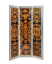 A Chinese Black Lacquered Floor Screen