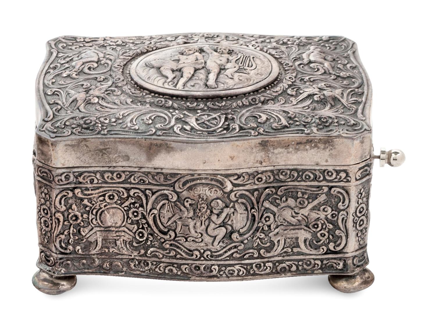 A Continental Silver Singing Bird Automaton Box