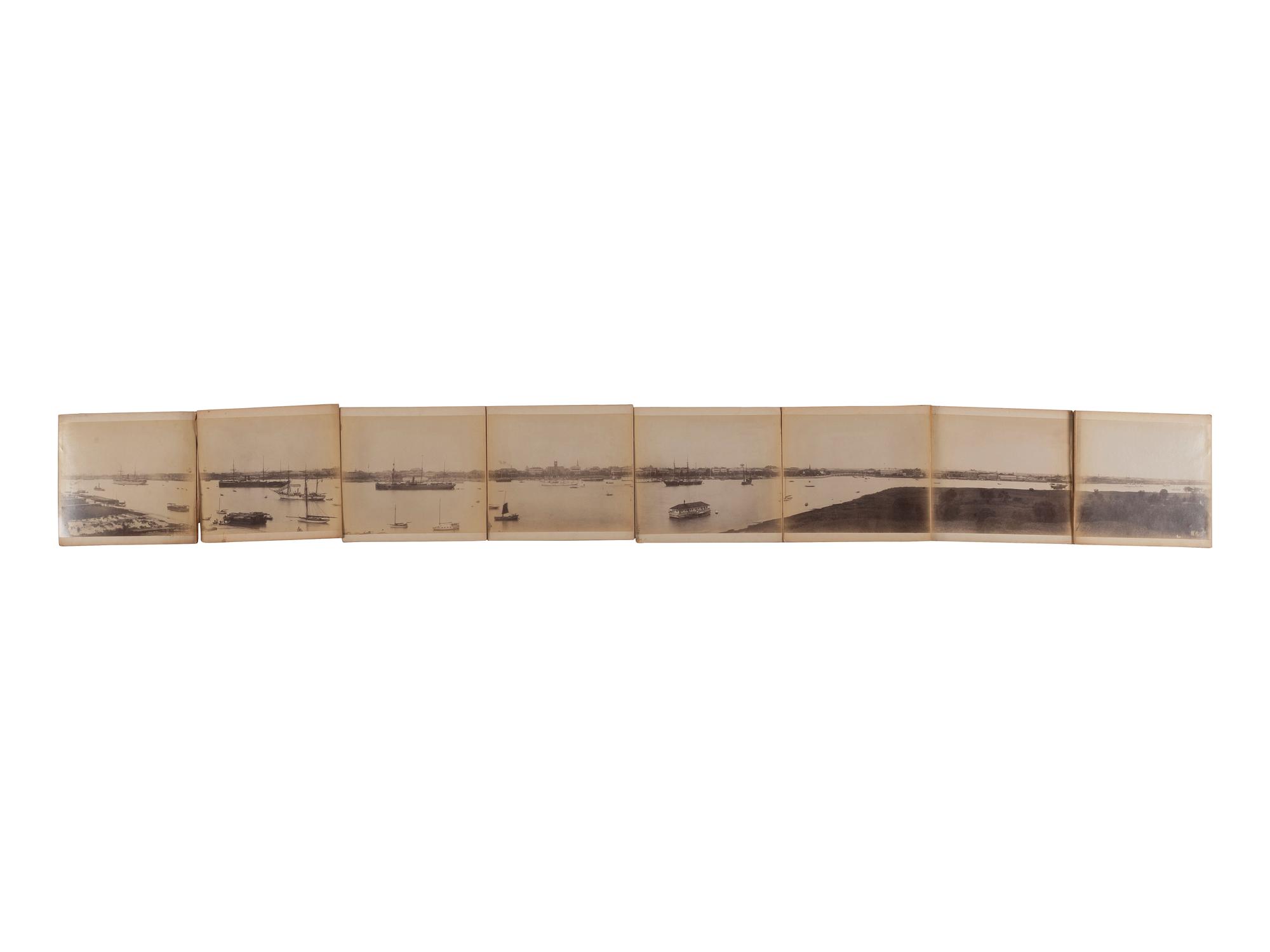[EARLY PHOTOGRAPHY] -- [JAPAN]. 8-panel albumen photograph panorama of Nagasaki, Japan.