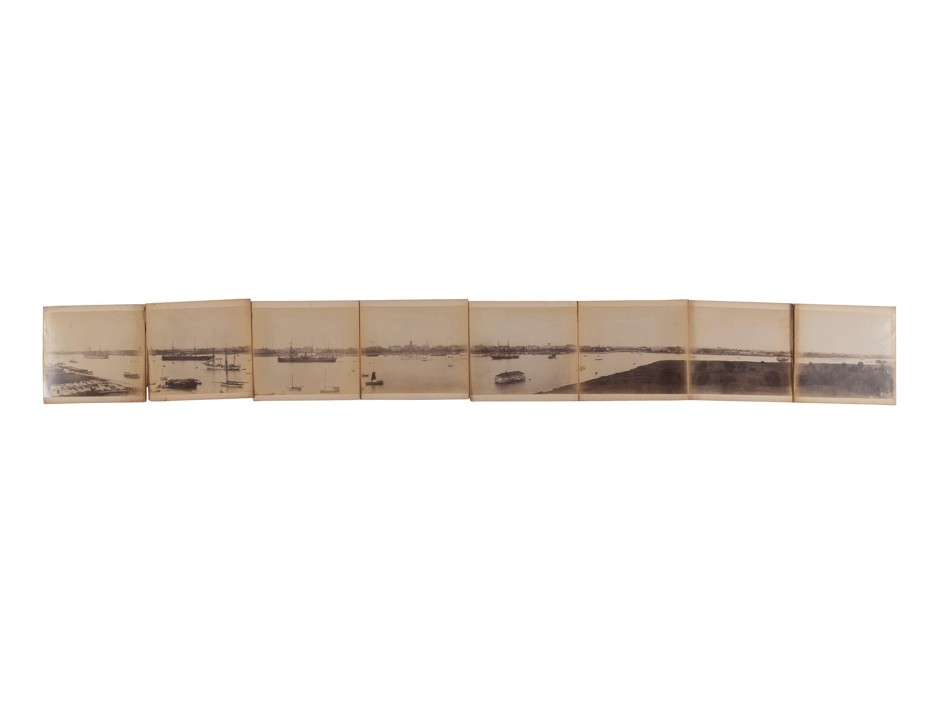 [EARLY PHOTOGRAPHY] -- [JAPAN]. 8-panel albumen photograph panorama of Nagasaki, Japan.