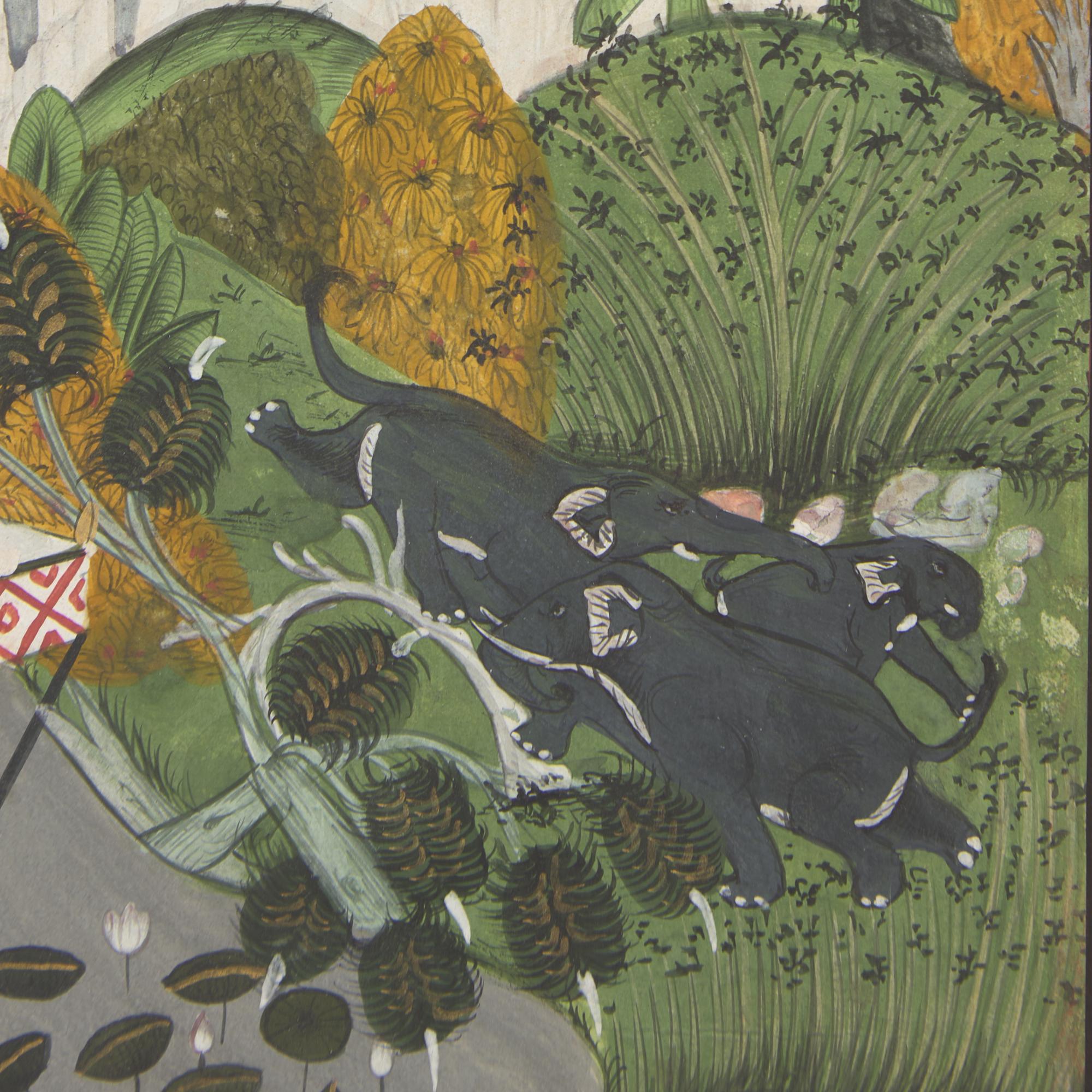 A Painting of Radha and Krishna Standing on a Projecting Balcony and A Painting of Radha and Krishna Seated Under a Dome, Probably Udaipur or Jaipur, India, 20th Century