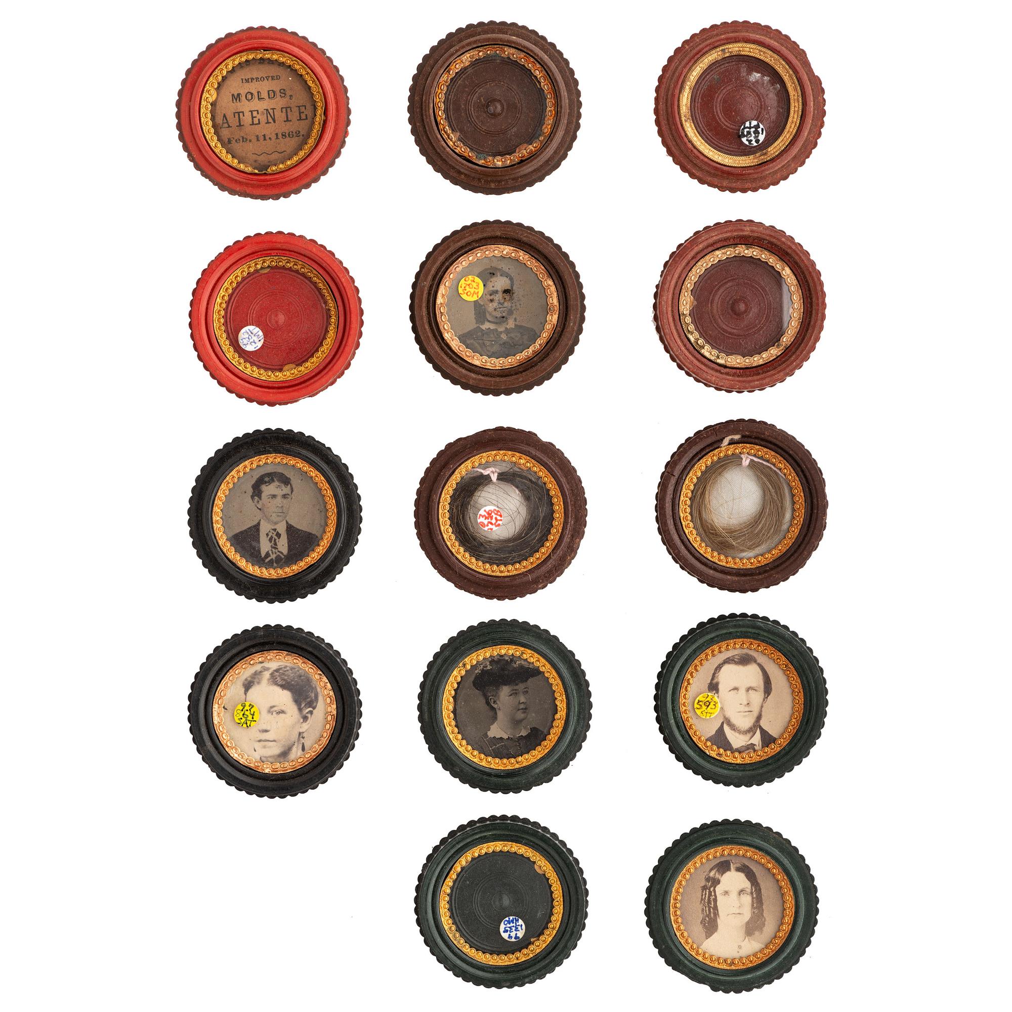 [EARLY PHOTOGRAPHY - UNION CASES]. A group of 7 triple thick "oreo" cases in assorted colors, including: