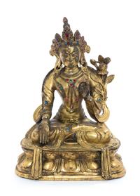 A Sino-Tibetan Gilt Bronze Figure of Tara Height 6 1/2 inches. — 18TH/19TH CENTURY