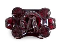 A Transparent Ruby-Red Plastic Imitating Glass Archaistic Incense Burner and Cover, Tulu