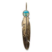 Charlie Pratt (Cheyenne-Arapaho, 1937-2017) — Turquoise and Brass Feather