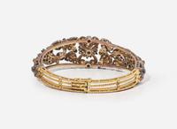 A Silver-Topped Yellow Gold, Diamond, and Emerald Bracelet