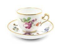 A Sevres Style Hard Paste Porcelain Teacup and Saucer, Diameter of saucer 5 3/8 inches.