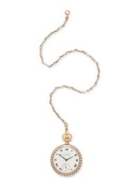 PATEK PHILIPPE & CIE, 18K YELLOW GOLD AND POLYCHROME ENAMEL POCKET WATCH