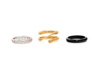 CONVERTIBLE BICOLOR GOLD, DIAMOND AND ONYX RING