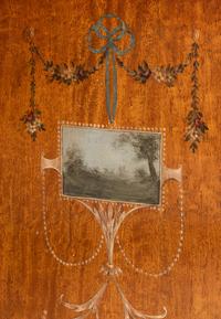 A Late George III Paint-Decorated Mahogany Bow-Front Chest of Drawers
