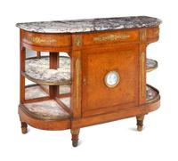 A French Gilt Bronze and Jasperware Mounted Burlwood Dining Suite