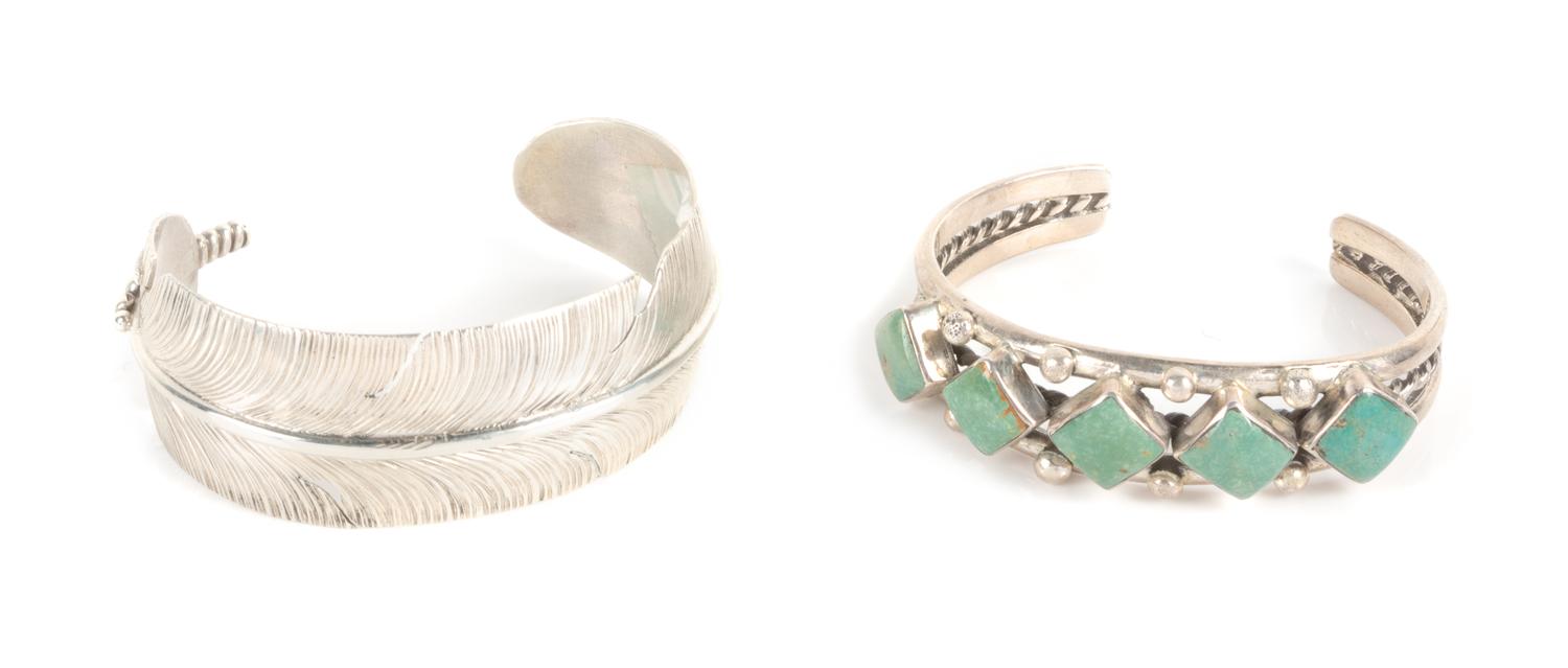 Southwestern Silver and Turquoise Cuff Bracelet Length 5 1/2 x opening 1 1/8 x width 5/8 inches