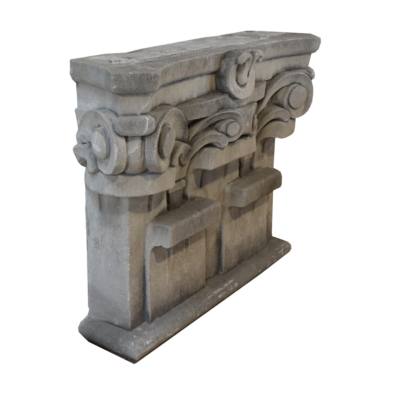 A Pair of Limestone Pilaster Capitals from the Chicago Mercantile Exchange Building 46" W x 14" D x 37.5" H — United States, Circa 1927
