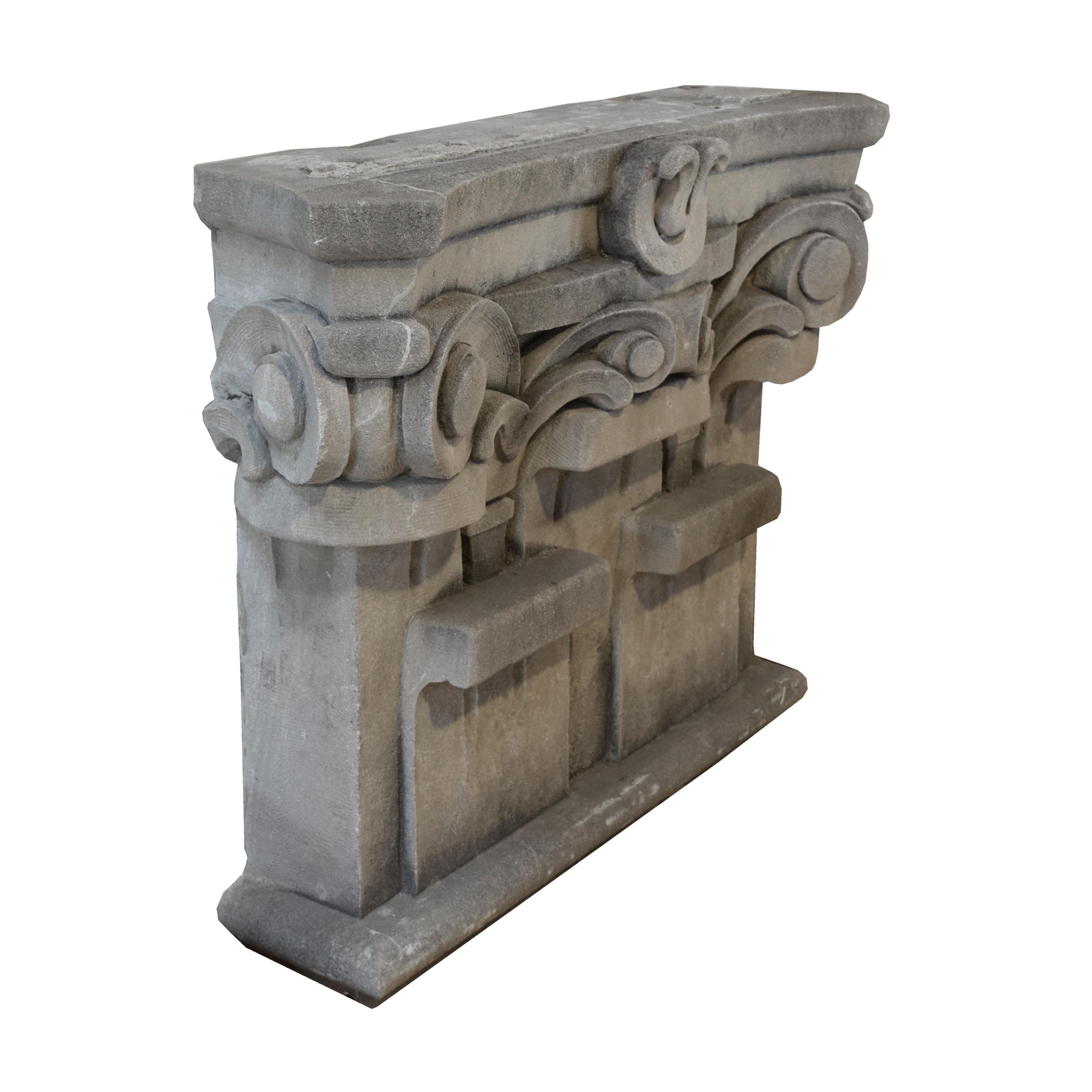 A Pair of Limestone Pilaster Capitals from the Chicago Mercantile Exchange Building 46" W x 14" D x 37.5" H — United States, Circa 1927