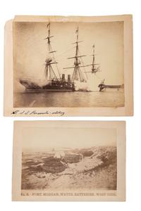 [CIVIL WAR]. A group of 5 items regarding Civil War naval operations, incl. photographs of Fort Morgan and the USS Pensacola, and correspondence.