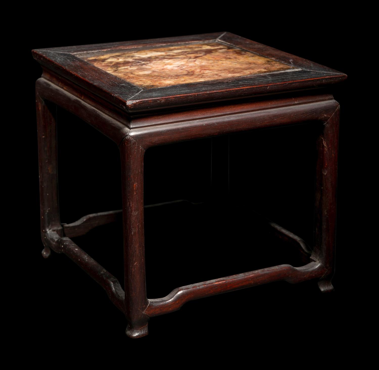Three Chinese Marble Top Inset Hardwood Stands
