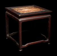 Three Chinese Marble Top Inset Hardwood Stands
