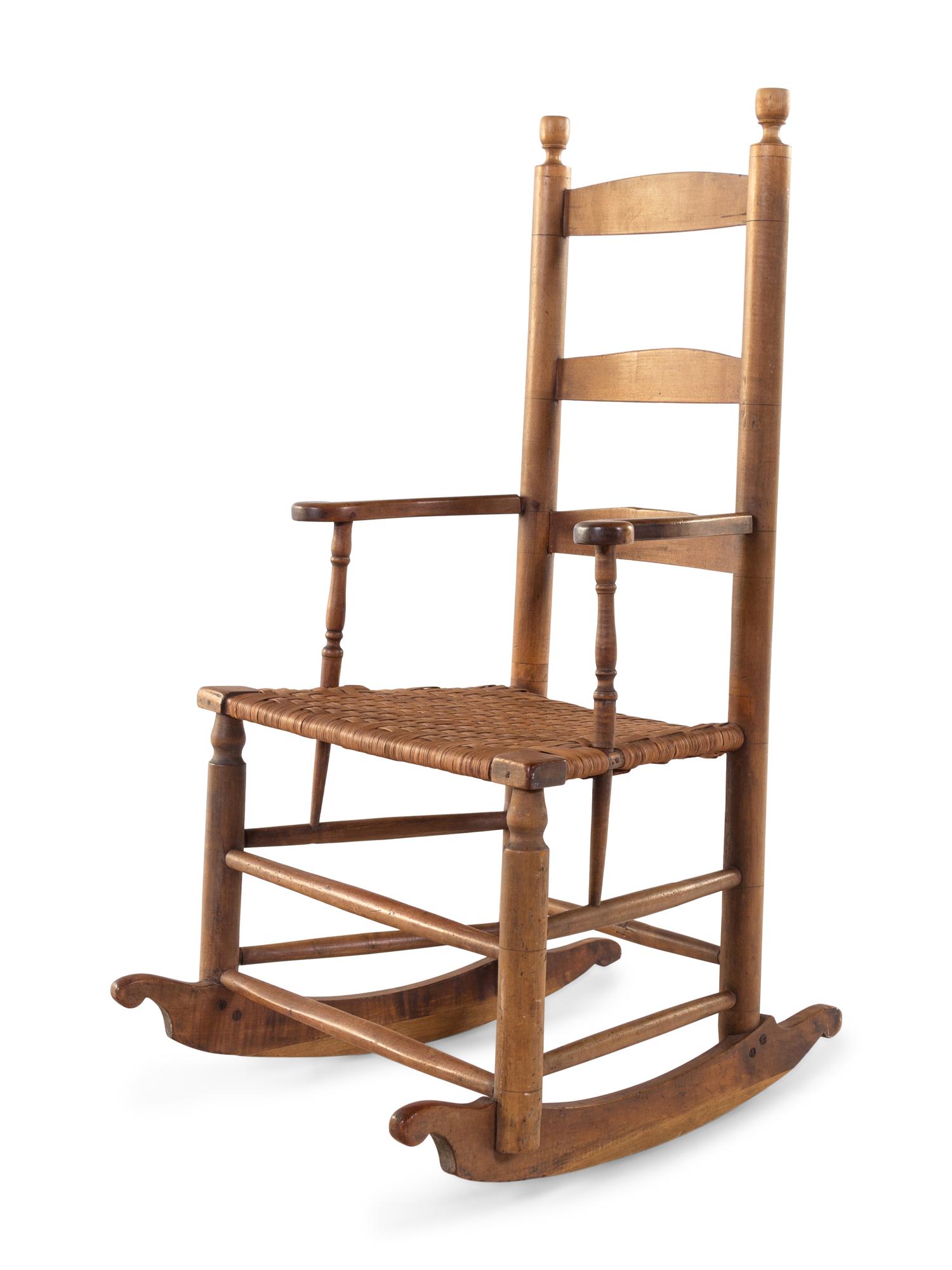 A Turned Maple Rocking Chair and a Similar Ladder-Back Armchair