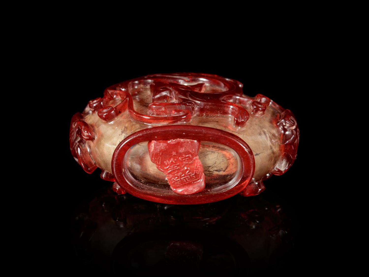 A Red Overlay Clear Glass Snuff Bottle