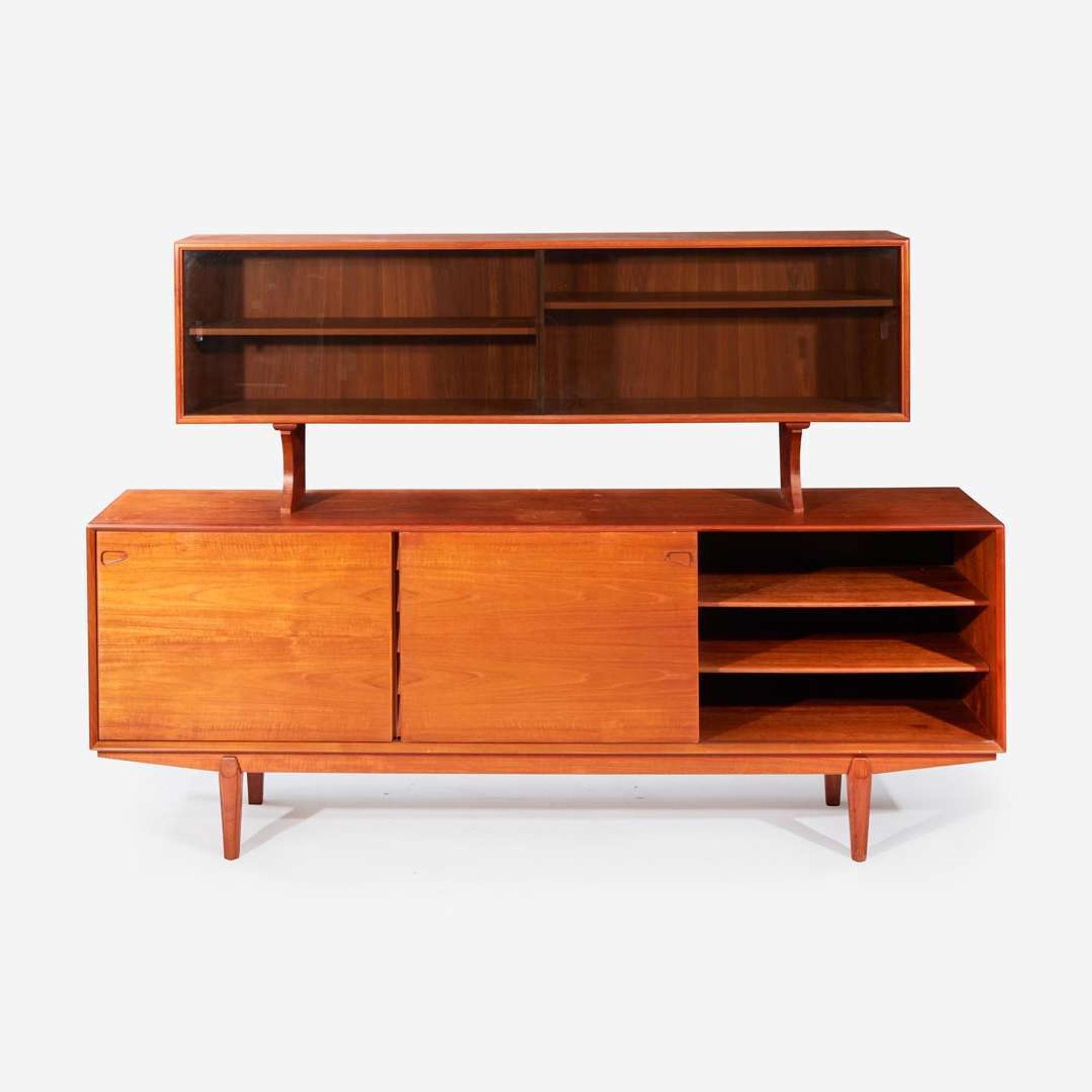 Henry Rosengren Hansen A Credenza Cabinet and Hutch, Dyrlund, Denmark, circa 1960s