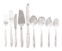 An American Silver Flatware Service, Reed & Barton, Taunton, MA, Silver Sculpture pattern, comprising: 12 dinner knives 12 dinner forks