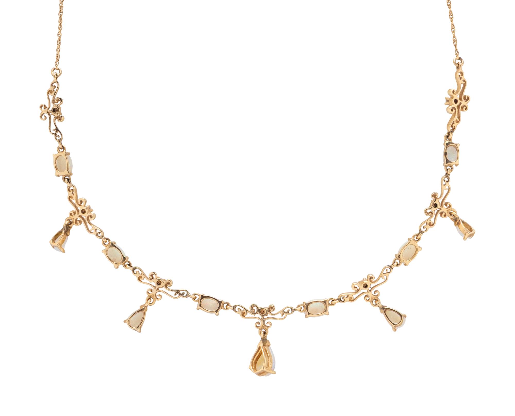 OPAL, DIAMOND, AND YELLOW GOLD NECKLACE AND BANGLE BRACELET