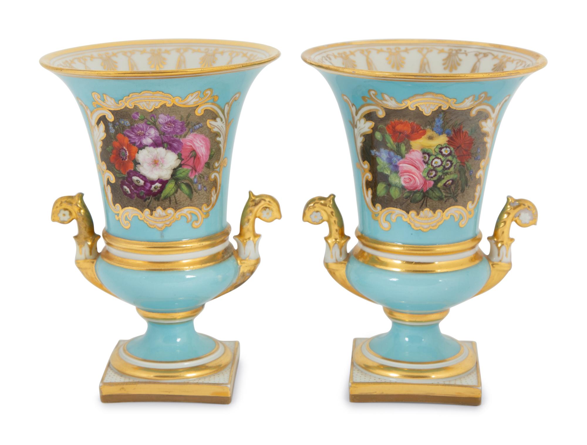 A Pair of Flight, Barr and Barr Porcelain Spill Vases