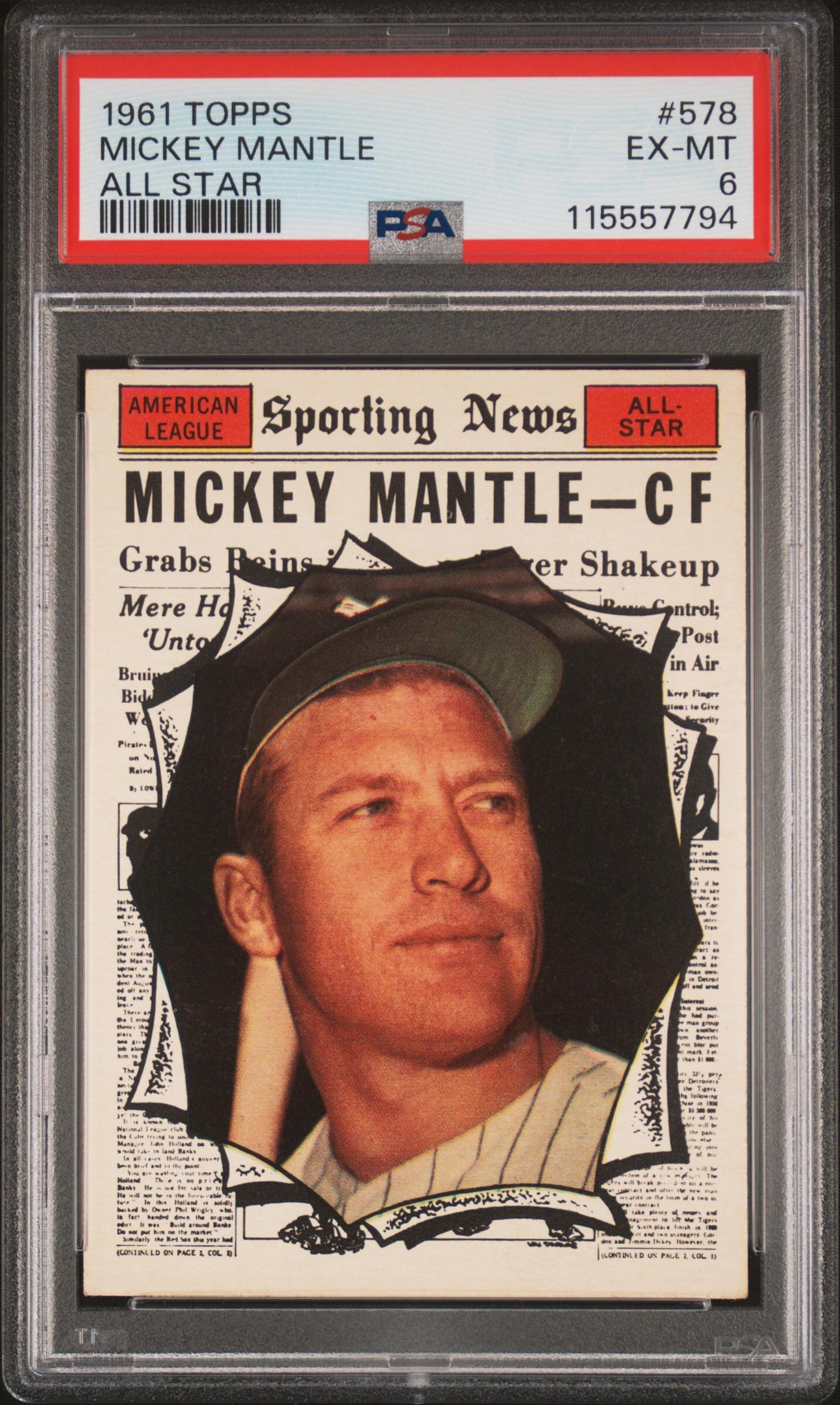 A 1961 Topps Mickey Mantle All Star Baseball Card No. 578 (PSA 6 EX-MT) from The Collection of David Eisenhower