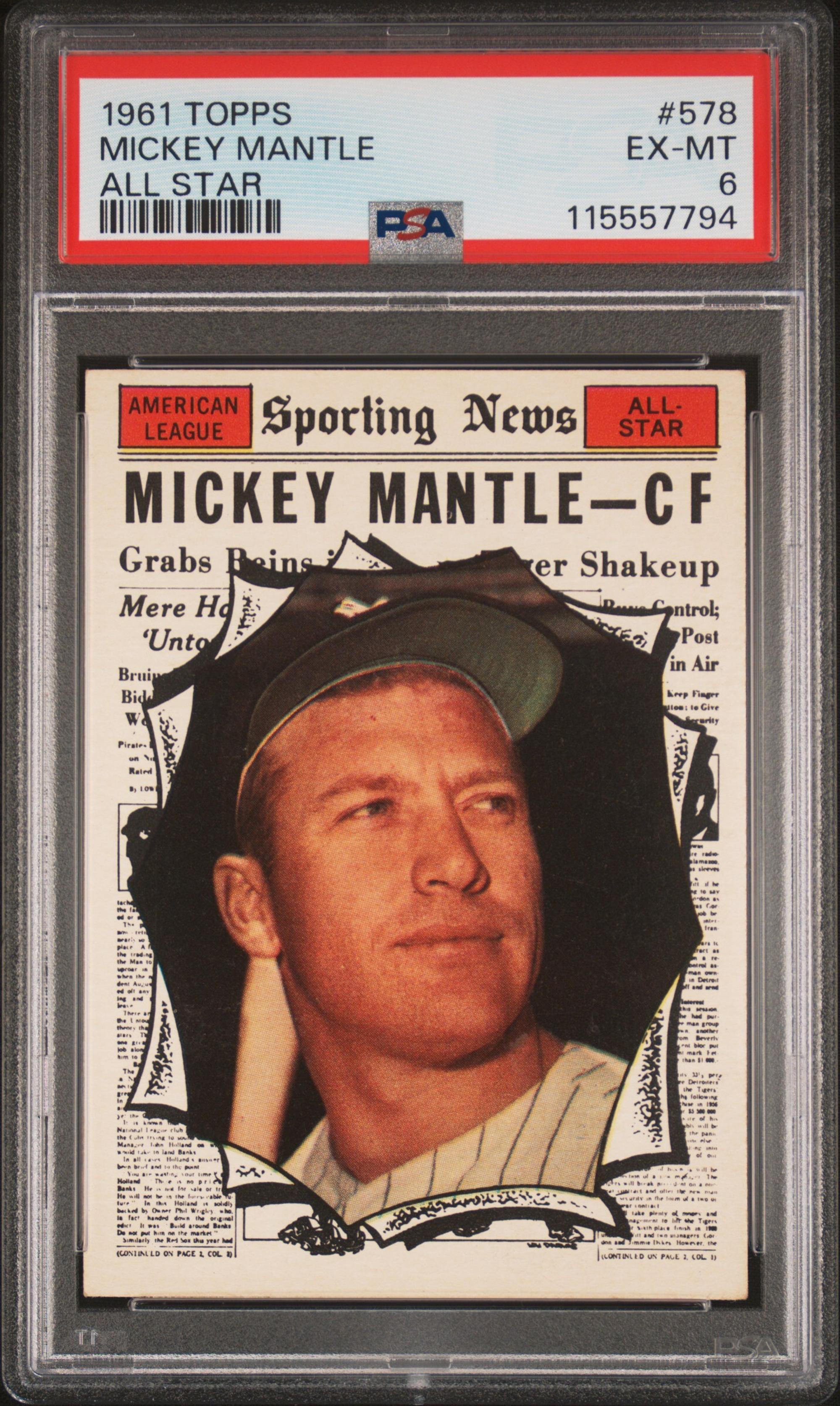A 1961 Topps Mickey Mantle All Star Baseball Card No. 578 (PSA 6 EX-MT) from The Collection of David Eisenhower