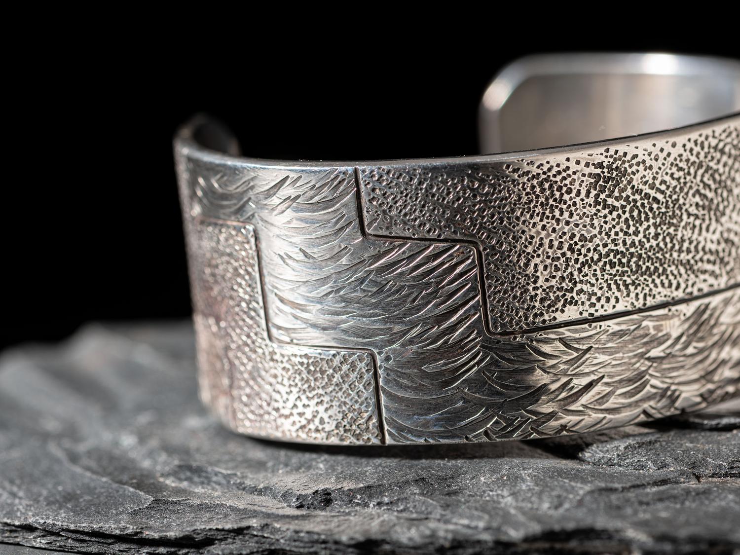 Textured Silver Cuff Bracelet