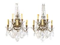 A Pair of Neoclassical Gilt Metal Five-Light Sconces Height 21 inches. — 20TH CENTURY