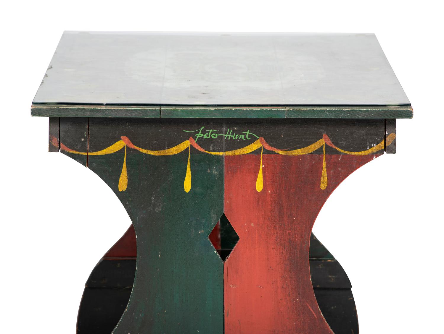 A Peter Hunt Paint-Decorated Dining Table and Benches