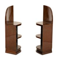A Pair of French Art Deco Amboyna Nightstands — Circa 1940