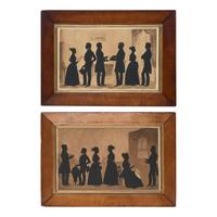 Auguste Amant Constant Fidèle Edouart (1789-1861), Two Silhouette Profile Portraits Groups