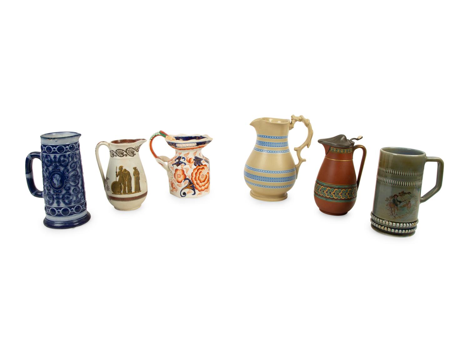 A Collection of Six Painted and Molded Earthenware Articles — 19TH/20TH CENTURY