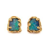 ARTHUR KING, YELLOW GOLD AND BOULDER OPAL EARRINGS