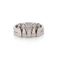 SWEDISH, MODERNIST, WHITE GOLD AND DIAMOND CROWN INTERLOCKING RING SET