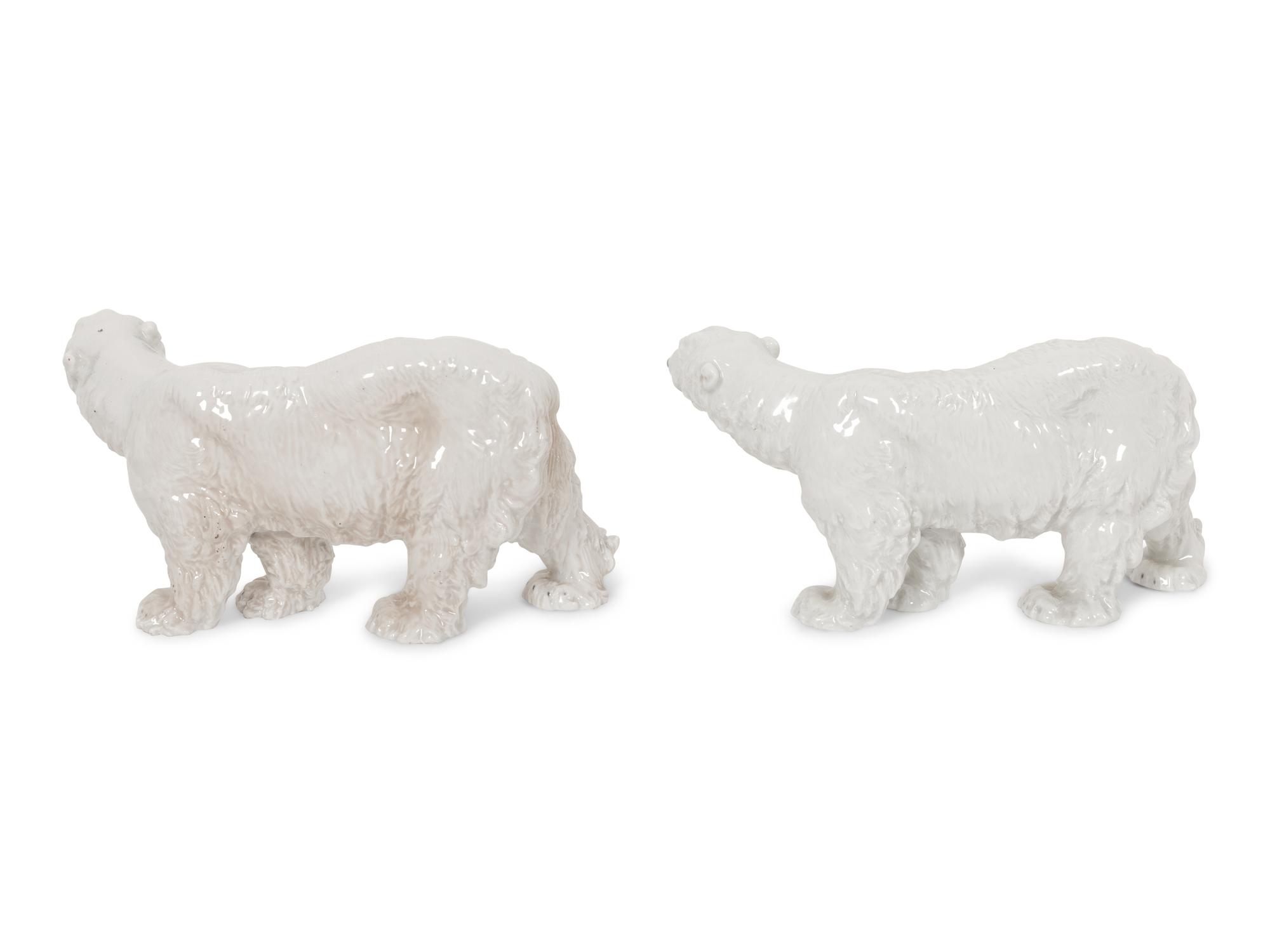 A Pair of Meissen Porcelain Polar Bears by Otto Jarl