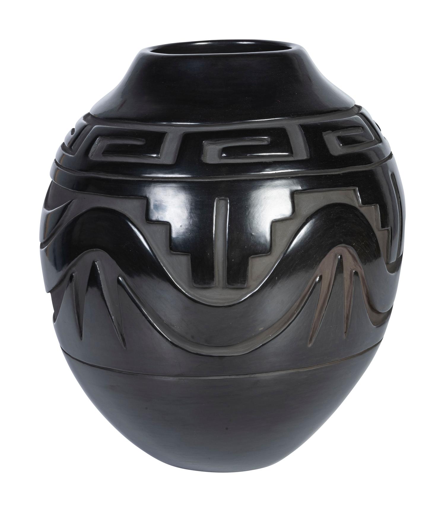 Award Winning Carved Blackware Pottery Jar