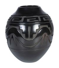 Award Winning Carved Blackware Pottery Jar