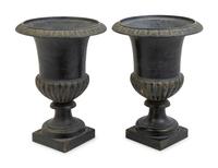 A Pair of Victorian Style Cast Metal Urns