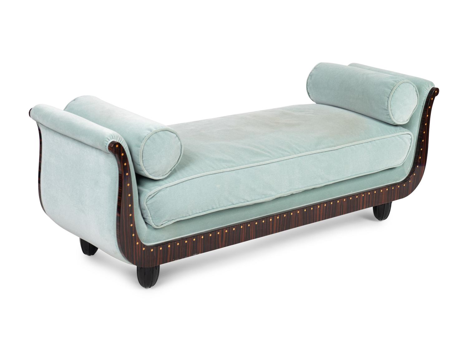 A French Art Deco Style Inlaid Macassar Bench — 20TH CENTURY